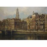 Jan van der Linde (1864-1945)doek, 58 x 80, Zicht op de Zuiderkerk te Amsterdam, gesigneerd r.o.