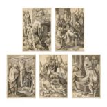 Lucas van Leyden (1494-1533)5 etsen, 12 x 8, Christus op weg naar Golgotha, de bewening, de