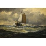 Haaike Abraham Jaarsma (1881-1970)board, 50 x 75, Zeilschepen op zee, gesigneerd r.o. 1921