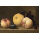 Willem van Aelst (1627-1687)paneel, 16 x 22,5, stilleven met perziken en kweepeer, De
