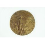 bronzen penning met voorstelling van jonge herder met geiten, 20e eeuw, diam. 8,7, vervaardigd