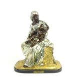 verzilverde en verguld bronzen sculptuur met voorstelling van madonna met kind, gemerkt op