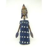 houten puppet met linnen kleding, Bamana Mali, l. 90