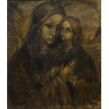 Servaes, Albert (1883-1966)houtskool, 89 x 77, Madonna met kind, gesigneerd rechts midden 1934