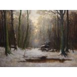 Wouter Johan van Smorenburg (1880-1918)doek, 76 x 100, Winters bosgezicht, gesigneerd l.o.