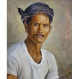 Rudolf Wenghart (1887-1965)marouflé, 51 x 41, Portret van een Indische man, gesigneerd r.o. 1937