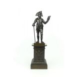 bronzen sculptuur met voorstelling van Frederik van Pruissen, empire periode, circa 1820, h. 41 cm