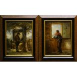 Albert Jurardus van Prooijen (1834-1898)2 panelen, 23 x 18, Figuren, gesigneerd l.o.