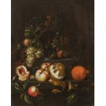 David Cornelisz de Heem (1663-)doek, 63 x 51, berkemeier en fluitglas met kastanjes en druiven in