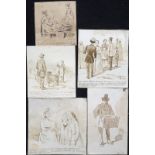 Pieter van Loon (1801-1873)5 sepiatekeningen, grootste werk met een afmeting van 16 x 16, Verhalende