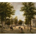 Bartholomeus Johannes van Hove (1790-1880)paneel, 29 x 32, Gezicht op Korte Voorhout Den Haag,