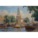 Gerbrand Frederik van Schagen (1880-1968)doek, 25 x 35, Montelbaanstoren te Amsterdam, gesigneerd