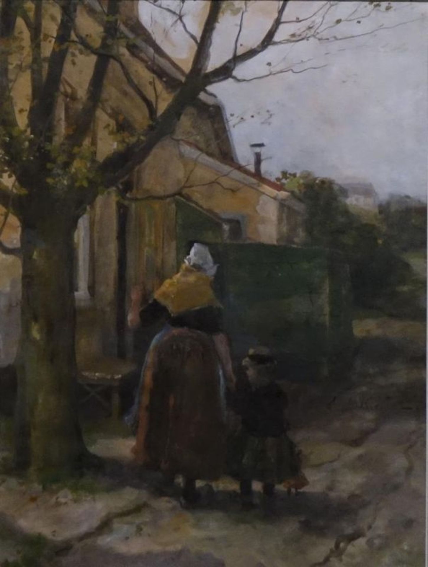 Adriaan Philippus de la Riviere (1857-1941)aquarel, 42 x 33, Moeder met kind op het pad,