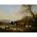 Hendrikus van de Sande Bakhuyzen (1795-1860)paneel, 90 x 117, Landschap met herder en vee,