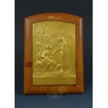 Charles Mercié Gantragovergulde bronzen plaquette met inscriptie: 'La Fraternité Des Artistes A