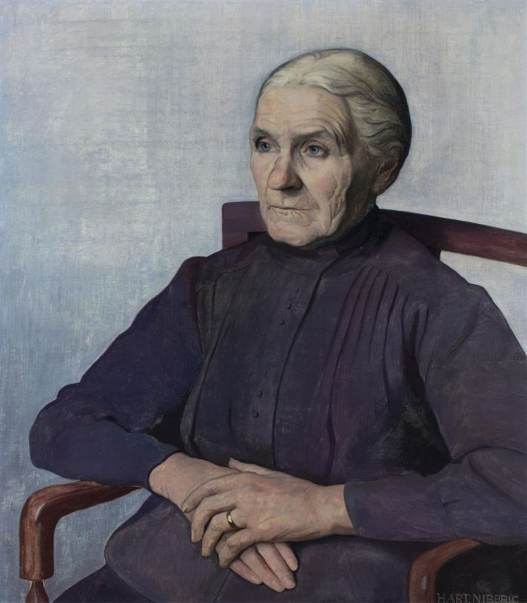 Ferdinand Hart Nibbrig (1866-1915)doek, 76 x 66, Portret van een oudere vrouw, gesigneerd r.o. -