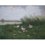 Constant David Ludovic Artz (1870-1951)aquarel, 40 x 52, Eenden aan de waterkant, gesigneerd l.o.