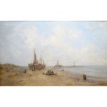 Jacob Willem Gruijter (1856-1908)doek, 50 x 80,5, Vissersvrouwen op het strand, gesigneerd r.o. -