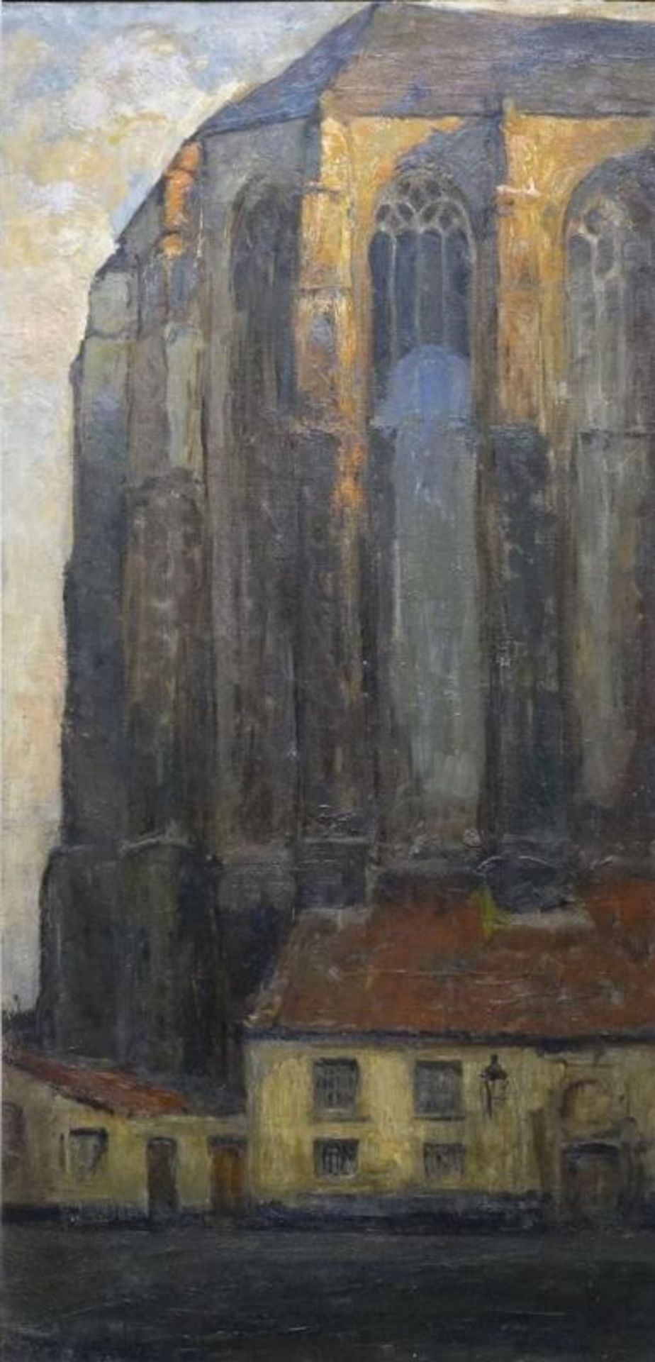 Walter Vaes (1882-1958)doek, 95,5 x 47, Dorpsgezicht met kerk, gesigneerd r.o.
