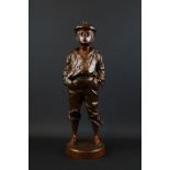 Waclaw Szczeblewski (1888-1956)gepatineerde bronzen sculptuur met voorstelling van fluitende jongen,