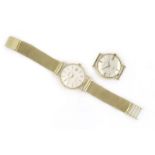 heren quartz horloge in 14 krt. gouden kast en voorzien van 14 krt. gouden band, merk: Olympic,