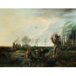 Gerard van Nijmegen (1735-1808)paneel, 70 x 89,5, Landschap met opkomend onweer, toegeschreven aan