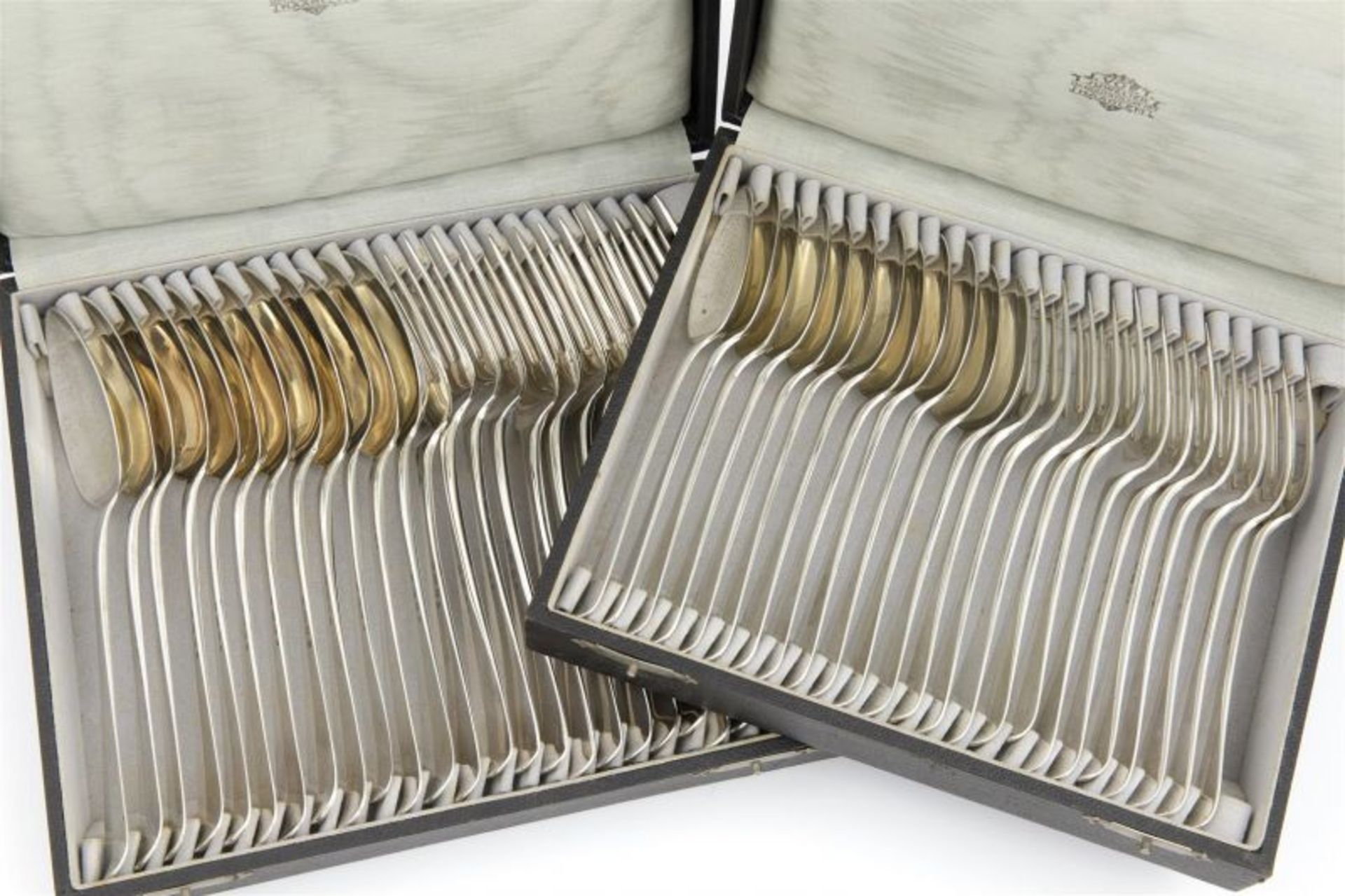 set van 12 zilveren tafelcouverts, Hollands glad, anno 1899, meester fa. van de Brink, Amsterdam,