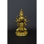 verguld bronzen sculptuur met voorsterlling van Brahma de schepper, 18e/19e eeuw, h. 15 cm