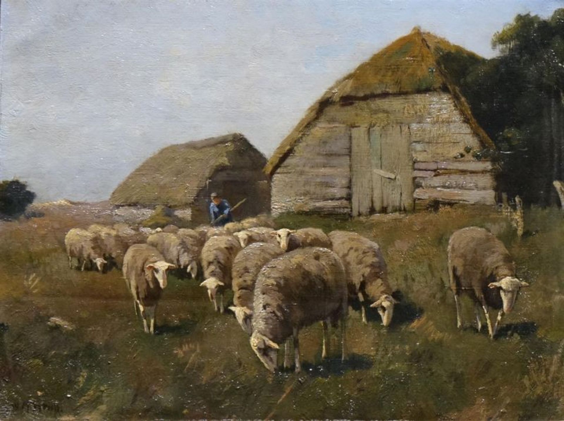 Willem Anton Alexander Knip (1883-1967)olieverf op doek, 32 x 41, Herder met schapen bij