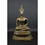 bronzen sculptuur met voorstelling van Boeddha, mogelijk Laos, 16e eeuw, h. 48 cm- - -29.00 %