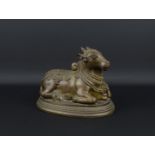 bronzen beeld met voorstelling van heilige koe, Rajasthan, Nandi, India, h. 20 cm - - -29.00 %