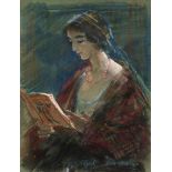 Simon Willem Maris (1873-1935)pastel, 65 x 50, Lezende jongedame, gesigneerd en gedateerd r.o. 1