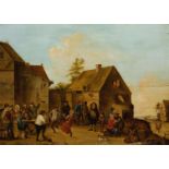 paneel, 53 x 72, Dorpsfeest, in de manier van David Teniers II, 19e eeuw- - -29.00 % buyer's premium