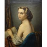 doek, 79 x 63, Portret van een lezende dame, eind 19e eeuw- - -29.00 % buyer's premium on the hammer