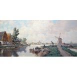 Gerardus Johannes Delfgaauw (1882-1947)doek, 40,5 x 80,5, Molen in landschap bij Amstelveen,