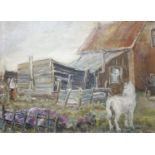 Ype Heerke Wenning (1879-1959)paneel, 30,5 x 39, Paard op het erf, gesigneerd r.o.- - -29.00 %