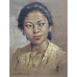 Hasim (1921-1982)doek, 50,5 x 37,5, Portret van een Indonesische dame, gesigneerd l.o.- - -29.00 %