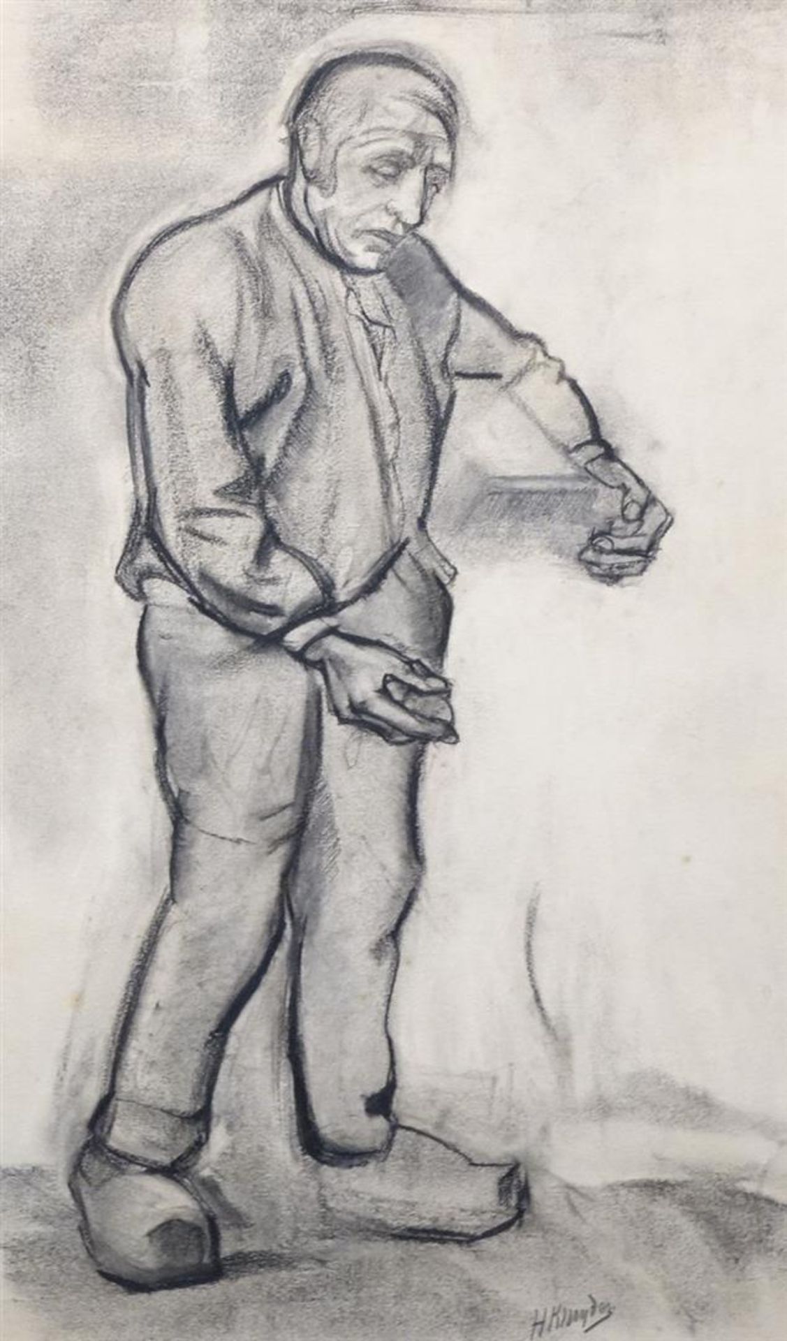 Herman Kruyder (1881-1935)houtskooltekening, 48 x 29, De aardappelpoter, gesigneerd r.o.- - -29.00 %
