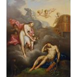 paneel, 37 x 30, Italianiserende allegorie met Venus en Cupido- - -29.00 % buyer's premium on the