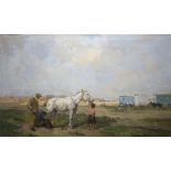 Frans Langeveld (1876-1939)doek, 70,5 x 116, Hoefsmid bij de woonwagens, gesigneerd r.o.- - -29.00 %