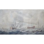 Johannes Cornelis Haccou (1798-1839)aquarel, 28 x 48,5, Schepen voor de kust bij Veere, niet