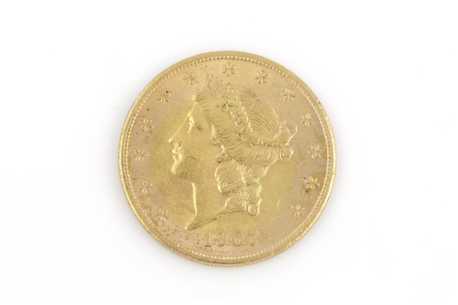 gouden United States Double Eagle 20 dollar munt, anno 1907, diameter: 34 mm.- - -29.00 % buyer's