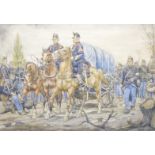 Arie Martinus Luijt (1879-1951)aquarel en potlood op papier, 39,5 x 57, Militaire parade, gesigneerd