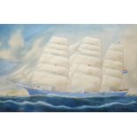 Arthur Victor Gregory (1867-1957)aquarel, 40 x 61, Scheepsportret van de 'Klipper Fregat Tromp',