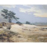 Jo Schrijnder (1894-1968)doek, 51 x 61, Kudde bokken op de heide, gesigneerd l.o.- - -29.00 %