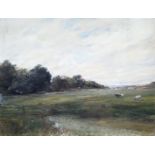 Henry Joseph Breuer (1860-1932)olieverf op koper, 19 x 25, Landschap met vee, gesigneerd en