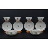 6 Chinees porseleinen kop en schotels, met floraal encre-de-chine decor, 18e eeuw- - -29.00 %