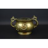 Chinese bronzen wierrookbrander met oren in de vorm van draken, 19e eeuw, h. 15 cm - - -29.00 %