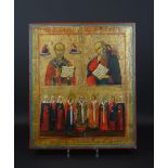 Russische ikoon, heilige Nicolaas, 18e/19e eeuw, l. 44, br. 38- - -29.00 % buyer's premium on the