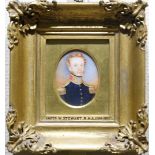 ovale achterglasschildering, 8 x 6,5, Portretminiatuur van Captain W. Stewart (1798-1857)- - -29.